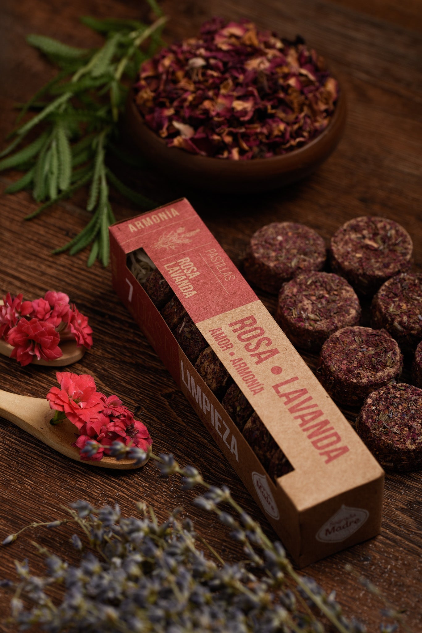 Sagrada Madre – Räucherpastillen „7 Tage Reinigung" - Rose & Lavendel - 7 Stk.