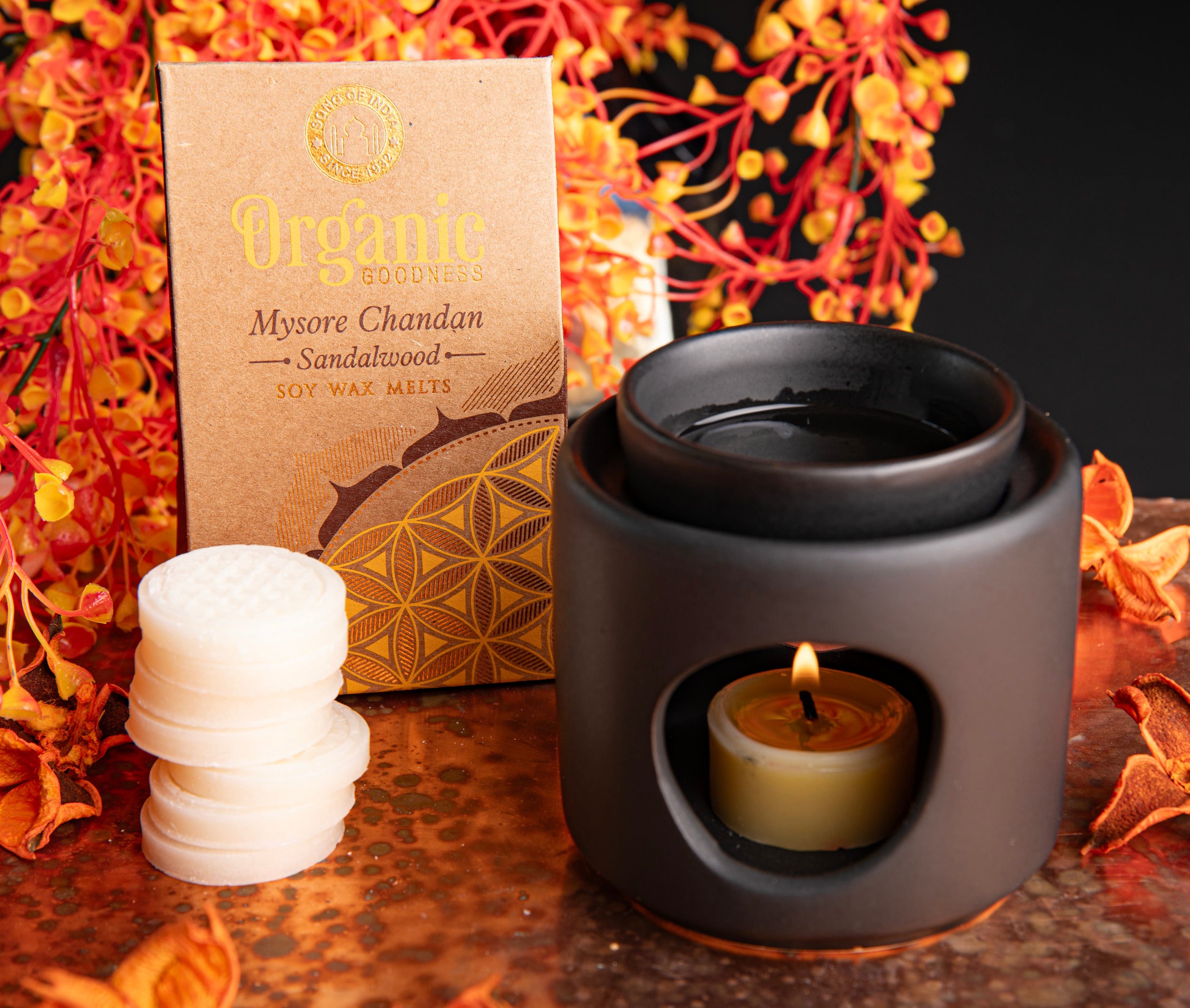 Sandelholz - Wachstaler - Blume des Lebens - für Aromalampen