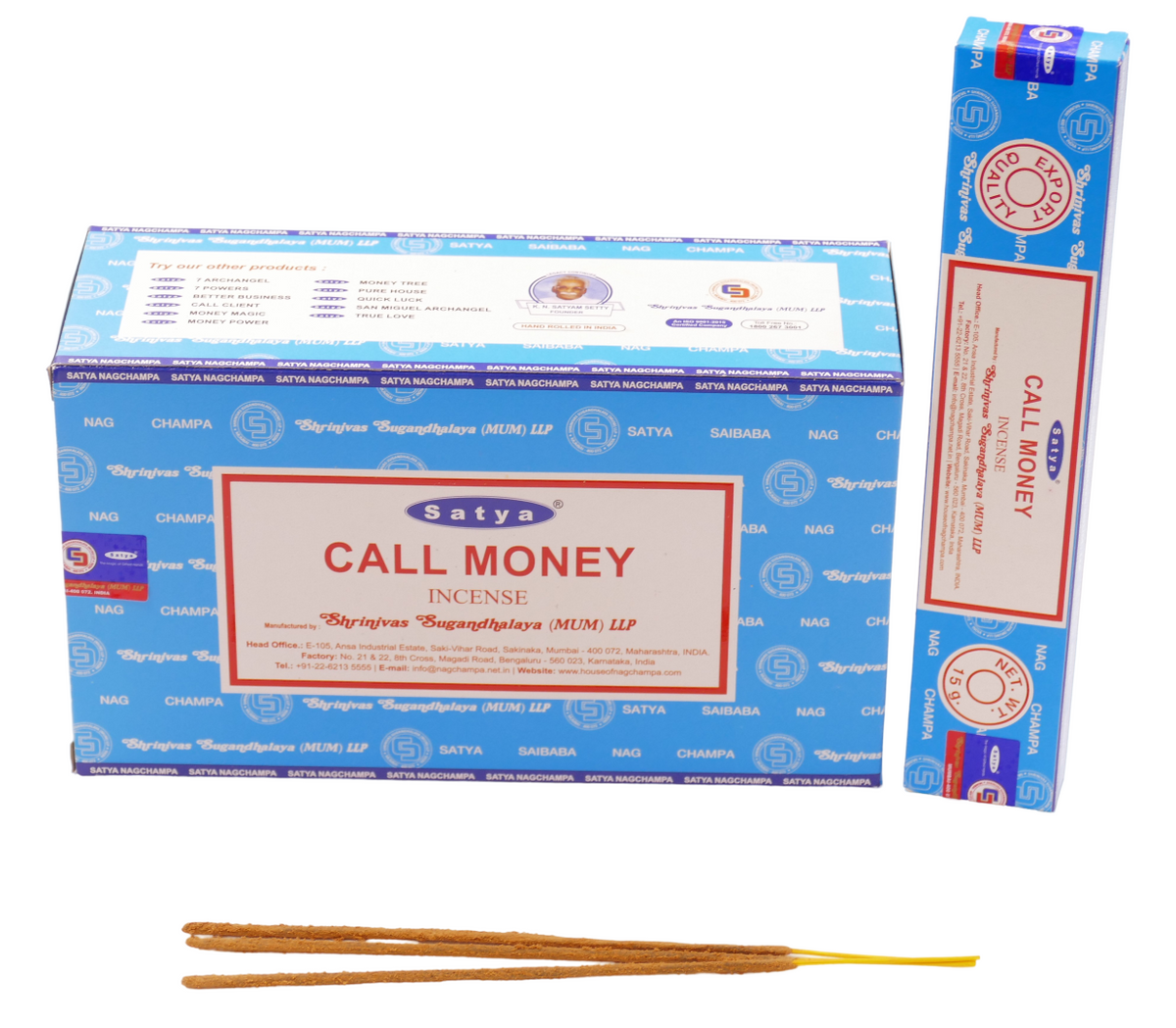Satya - Call Money (Geldregen) - Räucherstäbchen – 15 g Schachtel (ca. 12–15 Stäbchen)