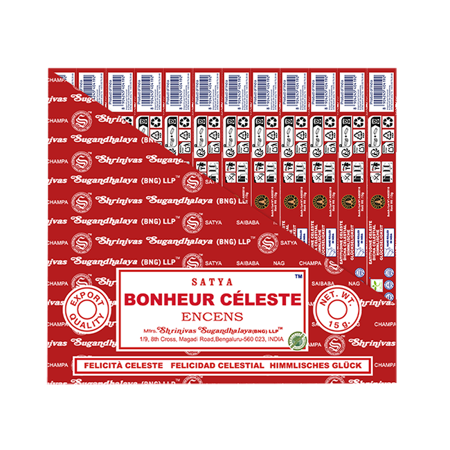 Satya - Celestial Bliss (Himmlische Seligkeit) – Räucherstäbchen – 15 g Schachtel (ca. 12–15 Stäbchen)