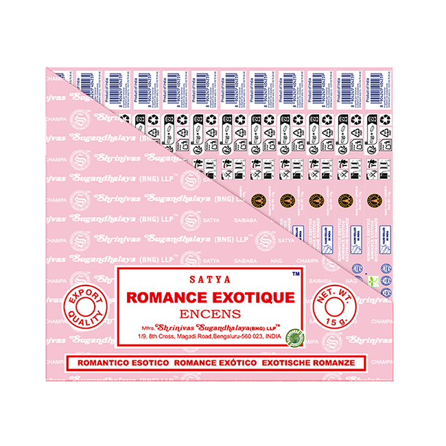 Satya - Exotic Romance (Exotische Romanze) – Räucherstäbchen – 15 g Schachtel (ca. 12–15 Stäbchen)