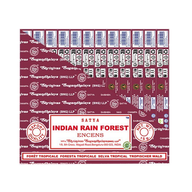 Satya - Indian Rain Forest (Indischer Regenwald) – Räucherstäbchen – 15 g Schachtel (ca. 12–15 Stäbchen)