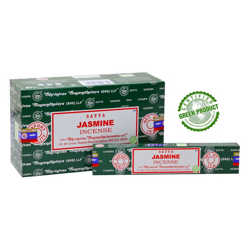 Satya - Jasmine (Jasmin) – Räucherstäbchen – 15 g Schachtel (ca. 12–15 Stäbchen)