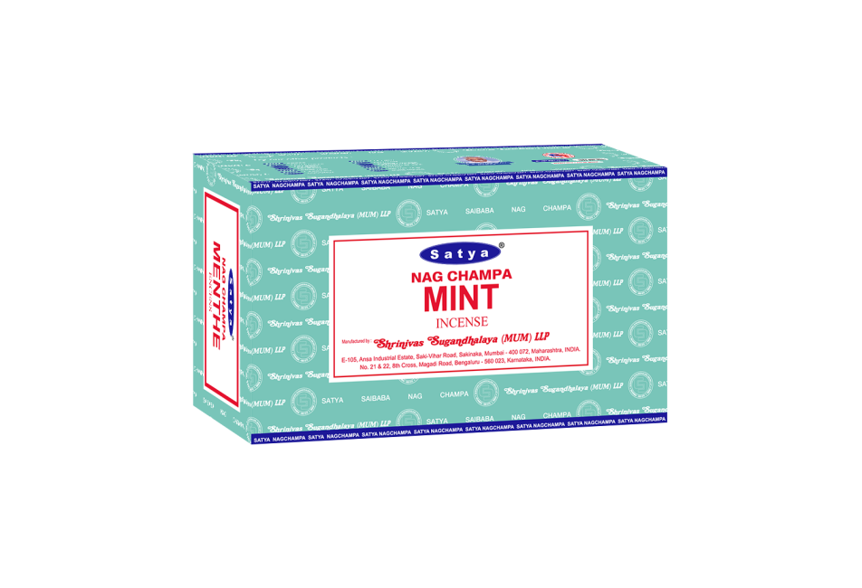 Satya - Mint (Minze) – Räucherstäbchen – 15 g Schachtel (ca. 12–15 Stäbchen)