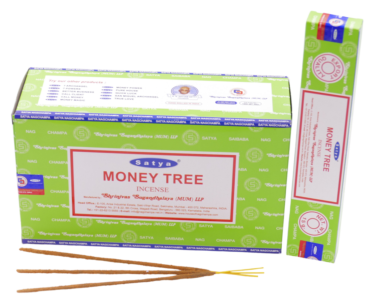 Satya - Money Tree (Geldbaum) - Räucherstäbchen – 15 g Schachtel (ca. 12–15 Stäbchen)