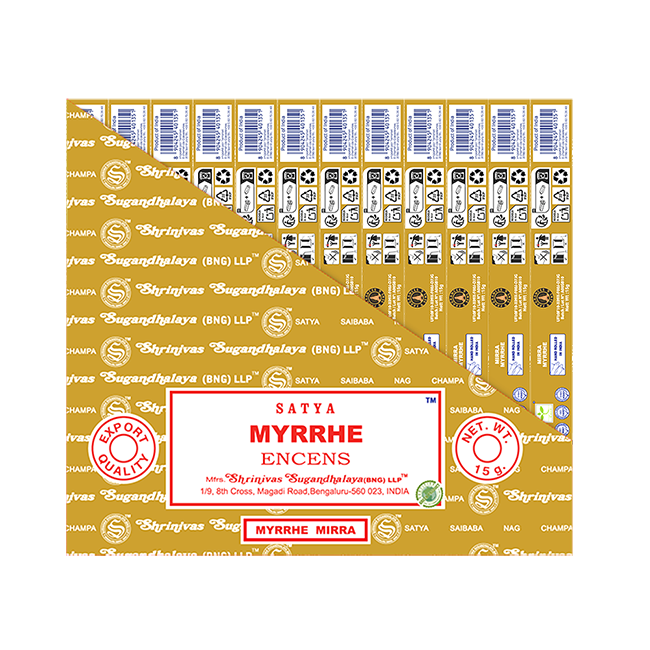 Satya - Myrrh (Myrrhe) – Räucherstäbchen – 15 g Schachtel (ca. 12–15 Stäbchen)