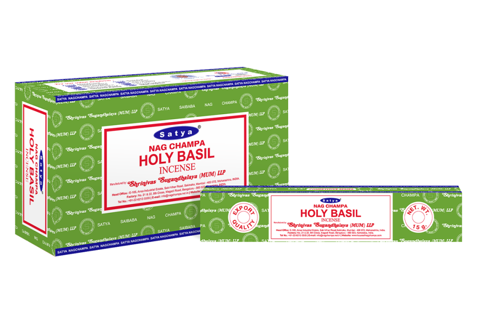 Satya - Nag Champa Holy Basil (Heiliges Basilikum) – Räucherstäbchen – 15 g Schachtel (ca. 12–15 Stäbchen)