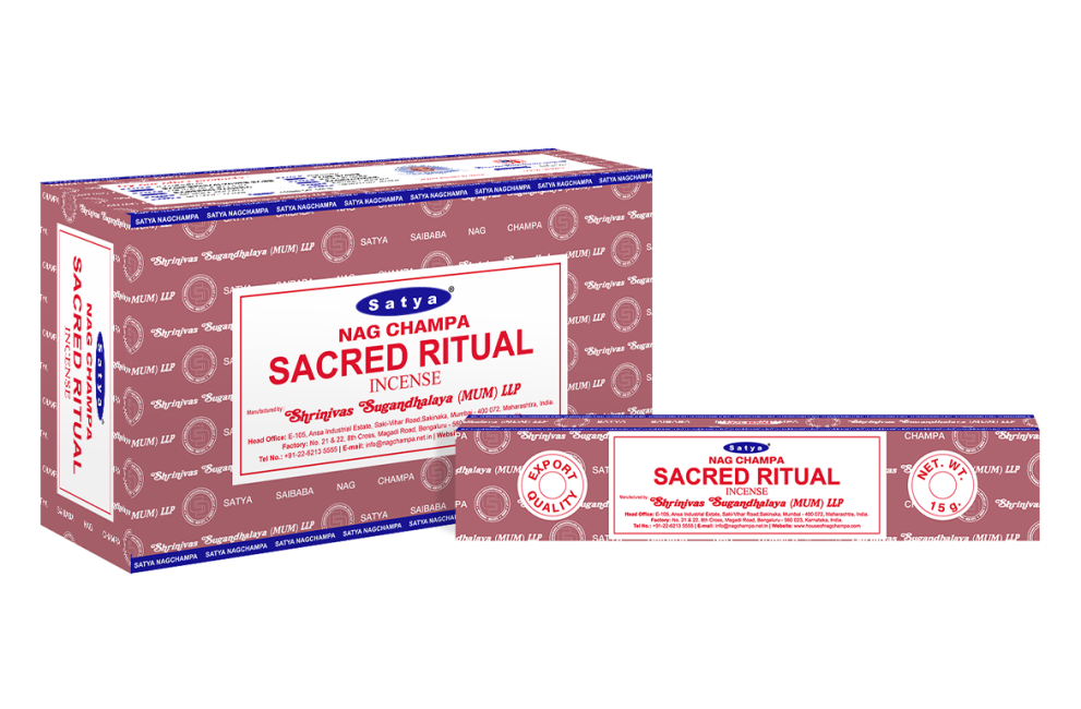 Satya - Nag Champa Sacred Ritual (Heiliges Ritual) – Räucherstäbchen – 15 g Schachtel (ca. 12–15 Stäbchen)