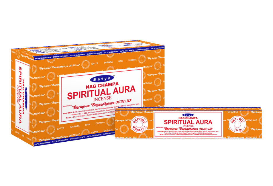 Satya - Nag Champa Spiritual Aura (Spirituelle Aura) – Räucherstäbchen – 15 g Schachtel (ca. 12–15 Stäbchen)