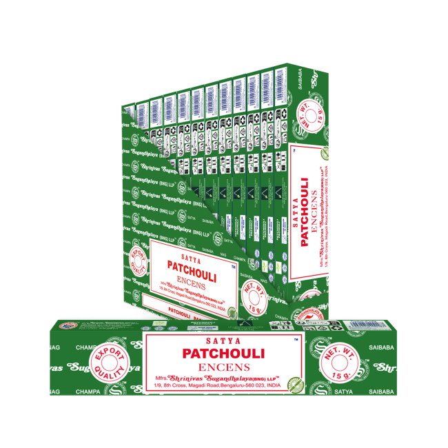 Satya - Patchouli (Patschuli) – Räucherstäbchen – 15 g Schachtel (ca. 12–15 Stäbchen)