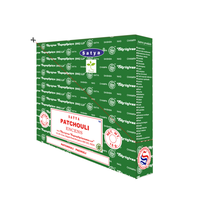 Satya - Patchouli (Patschuli) – Räucherstäbchen – 15 g Schachtel (ca. 12–15 Stäbchen)