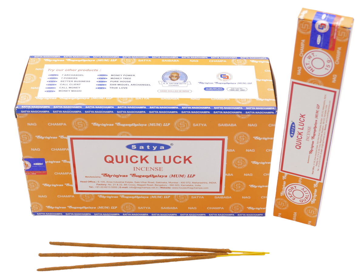 Satya - Quick Luck (Schnelles Glück) - Räucherstäbchen – 15 g Schachtel (ca. 12–15 Stäbchen)