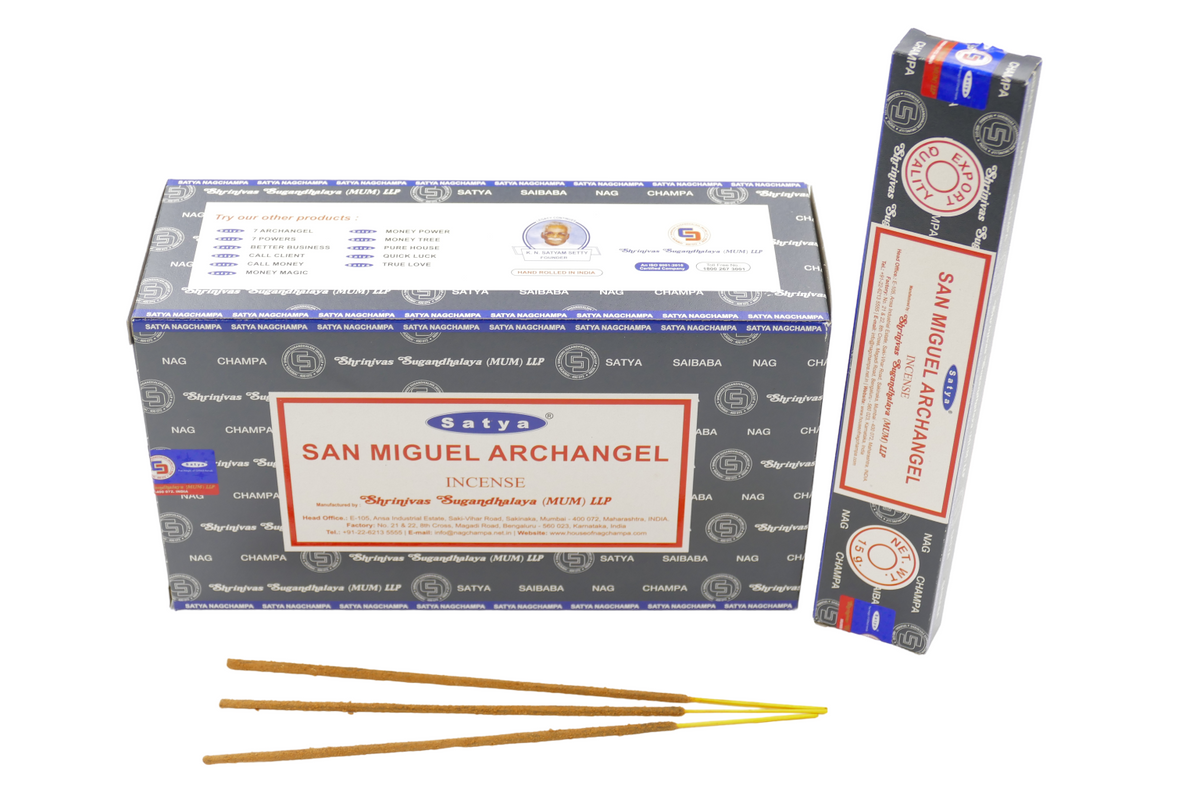 Satya - San Miguel Archangel (Erzengel Michael) - Räucherstäbchen – 15 g Schachtel (ca. 12–15 Stäbchen)