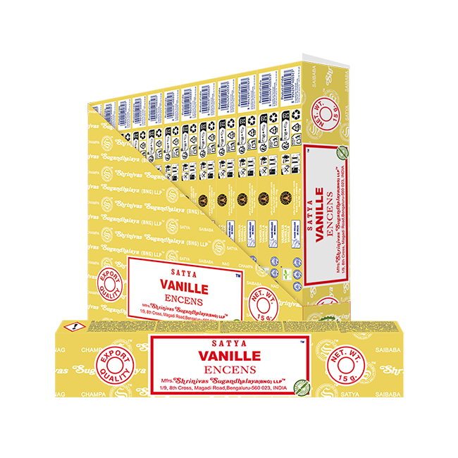 Satya - Vanilla (Vanille) – Räucherstäbchen – 15 g Schachtel (ca. 12–15 Stäbchen)
