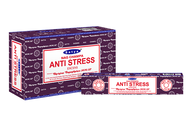 Satya - Anti Stress (Entspannung) – Räucherstäbchen – 15 g Schachtel (ca. 12–15 Stäbchen)