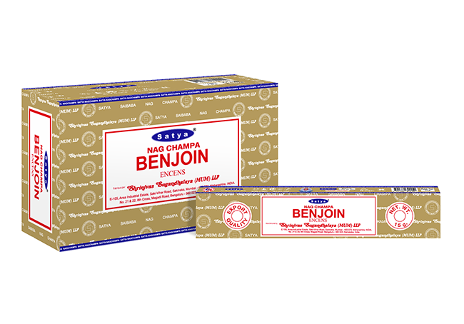 Satya - Benzoin (Benzoe) – Räucherstäbchen – 15 g Schachtel (ca. 12–15 Stäbchen)