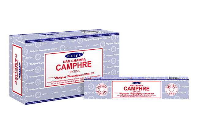 Satya - Camphor (Kampfer) – Räucherstäbchen – 15 g Schachtel (ca. 12–15 Stäbchen)