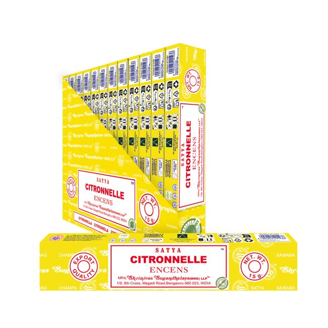 Satya - Citronella (Zitronella) – Räucherstäbchen – 15 g Schachtel (ca. 12–15 Stäbchen)