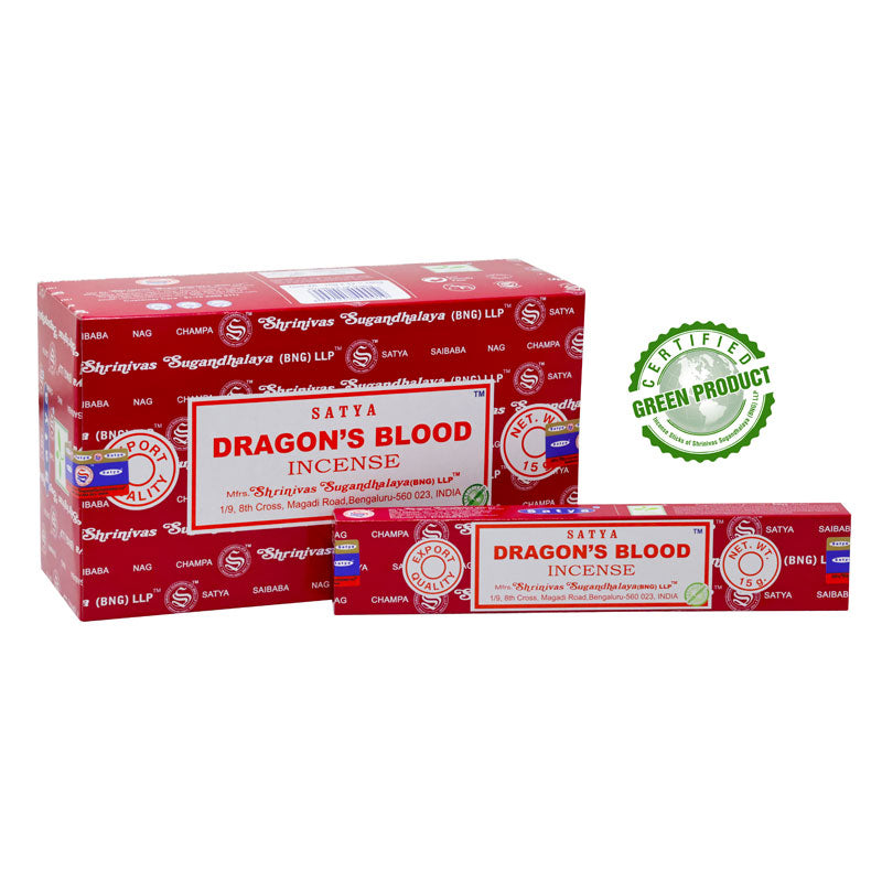 Satya - Dragon’s Blood (Drachenblut) – Räucherstäbchen – 15 g Schachtel (ca. 12–15 Stäbchen)
