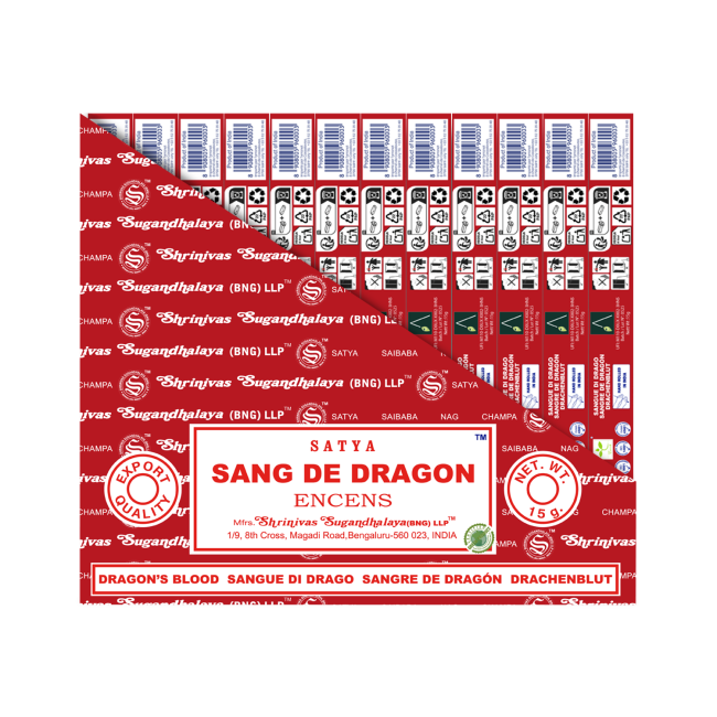 Satya - Dragon’s Blood (Drachenblut) – Räucherstäbchen – 15 g Schachtel (ca. 12–15 Stäbchen)