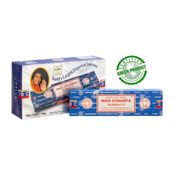 Satya - Sai Baba Nag Champa Agarbatti (2026 Edition)– Räucherstäbchen – 15 g Schachtel (ca. 12–15 Stäbchen)