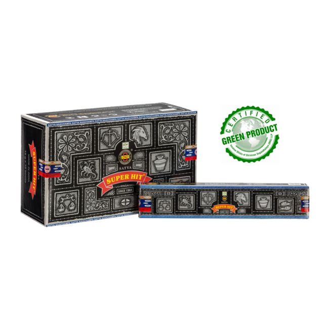 Satya - Super Hit – Räucherstäbchen – 15 g Schachtel (ca. 12–15 Stäbchen)