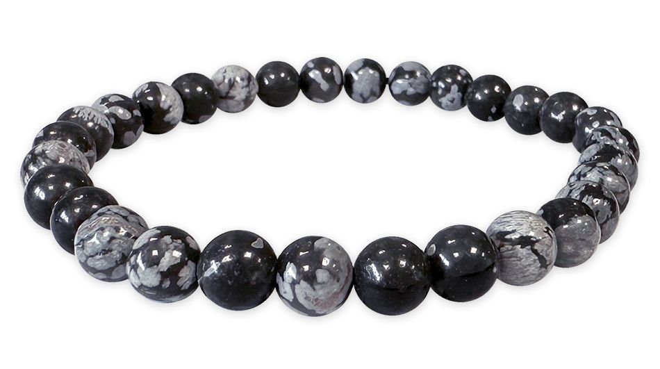 Schneeflocken Obsidian - AB Qualität - Perlenarmband 6 mm