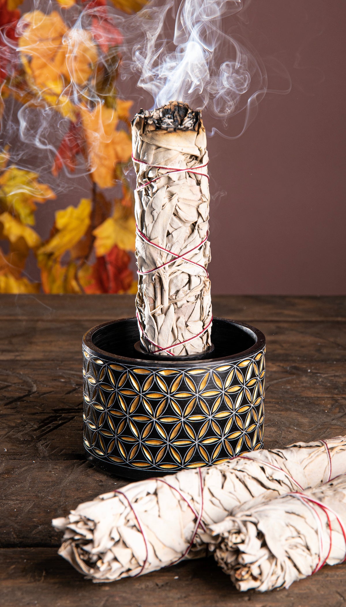 Smudge Bowl – Blume des Lebens – groß – Speckstein – Ø 11,5 cm, H 7,5 cm