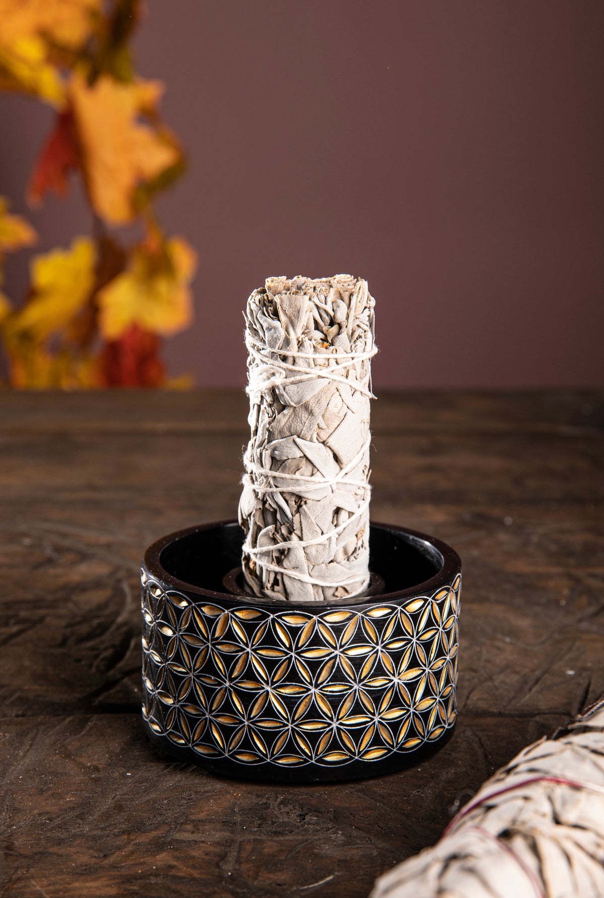 Smudge Bowl – Blume des Lebens – klein – Speckstein – Ø 9 cm × H 5 cm