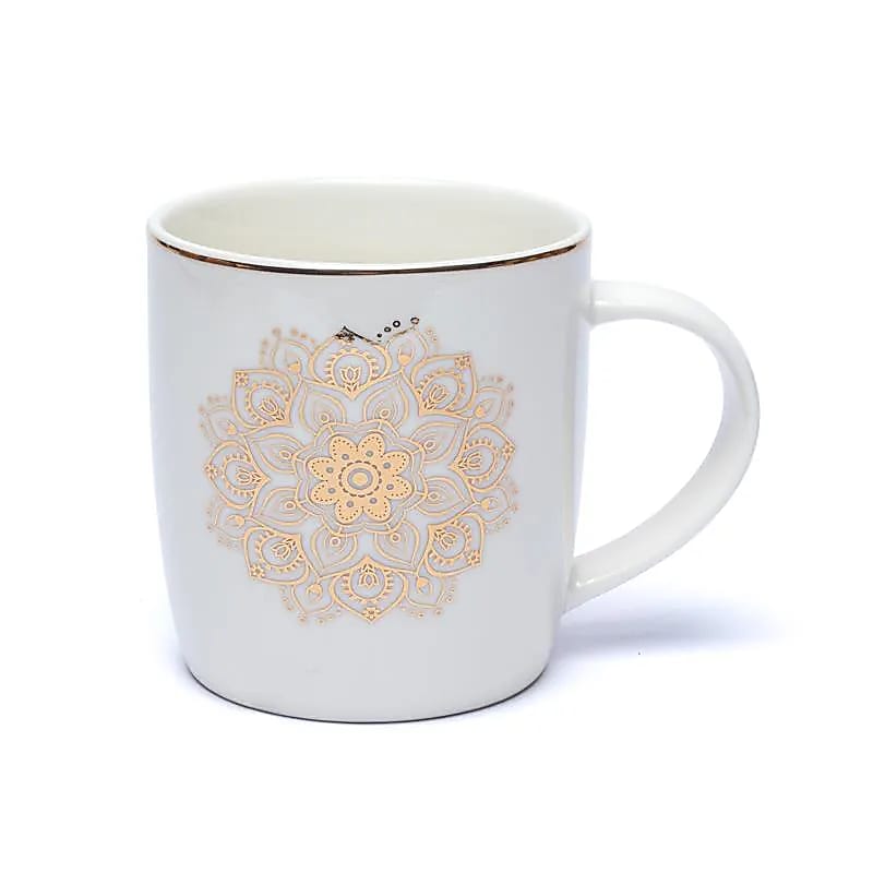 Teetasse mit Sieb – Mandala Weiß - 400 ml
