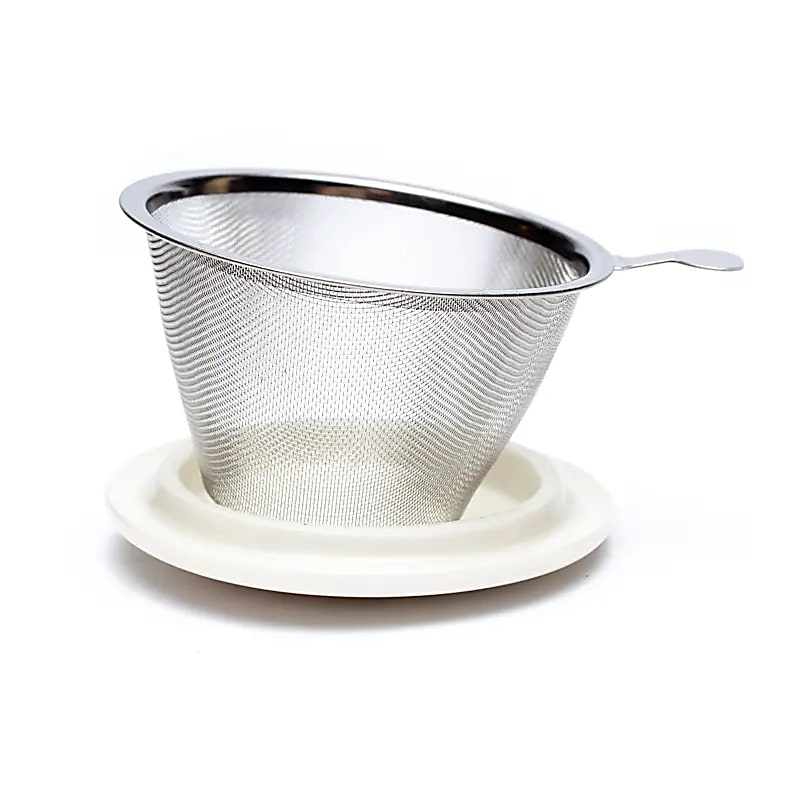 Teetasse mit Sieb & Deckel – Weißes Mandala - 400 ml