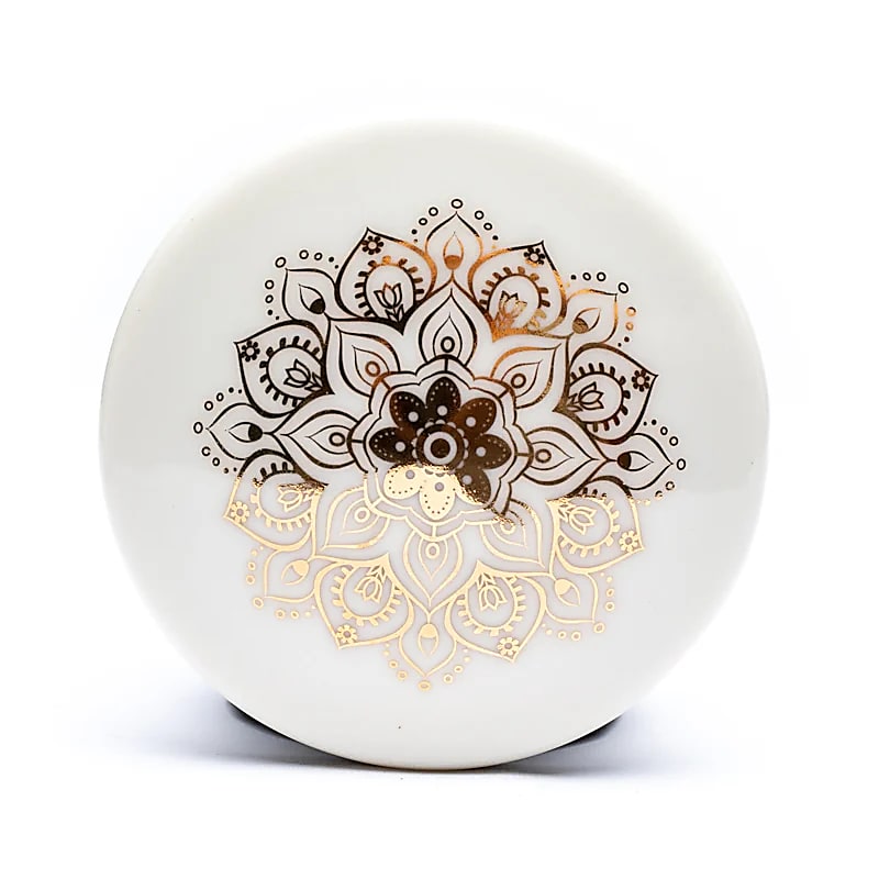 Teetasse mit Sieb & Deckel – Weißes Mandala - 400 ml