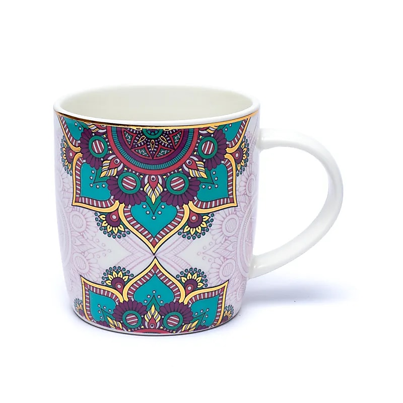Teetasse mit Sieb – Mandala Türkis - 400 ml