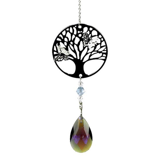 Tree of Life mit Regenbogen-Kristalltropfen violett