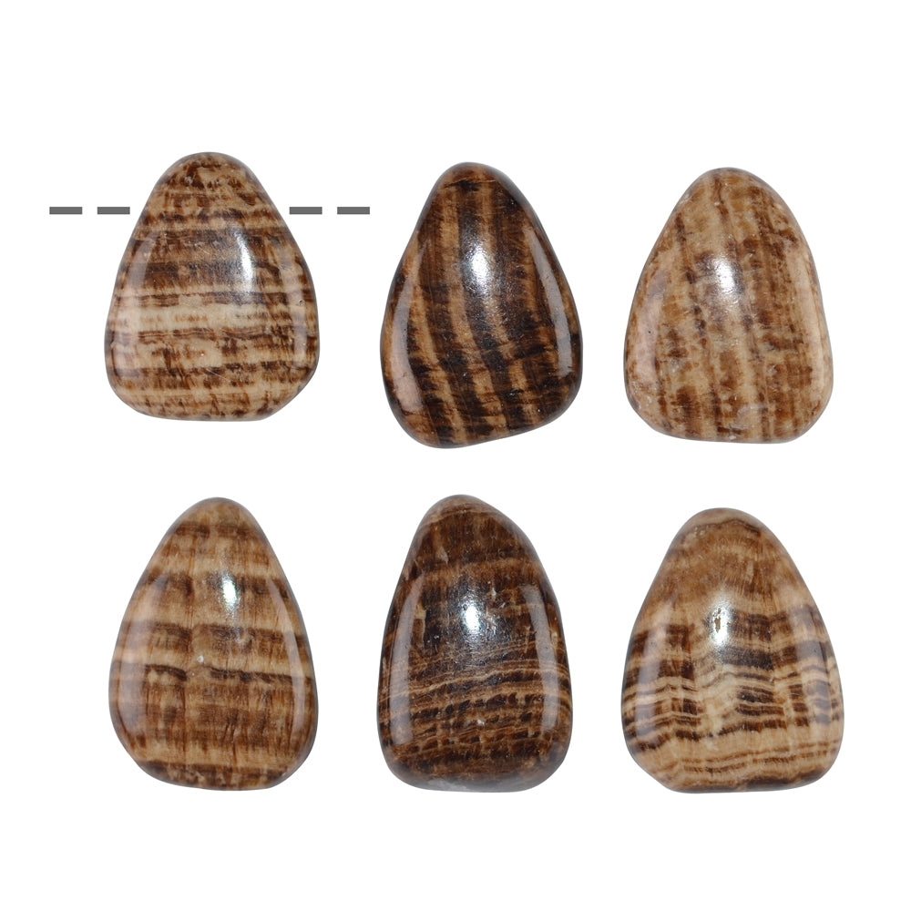Trommelstein Aragonit (braun) gebohrt