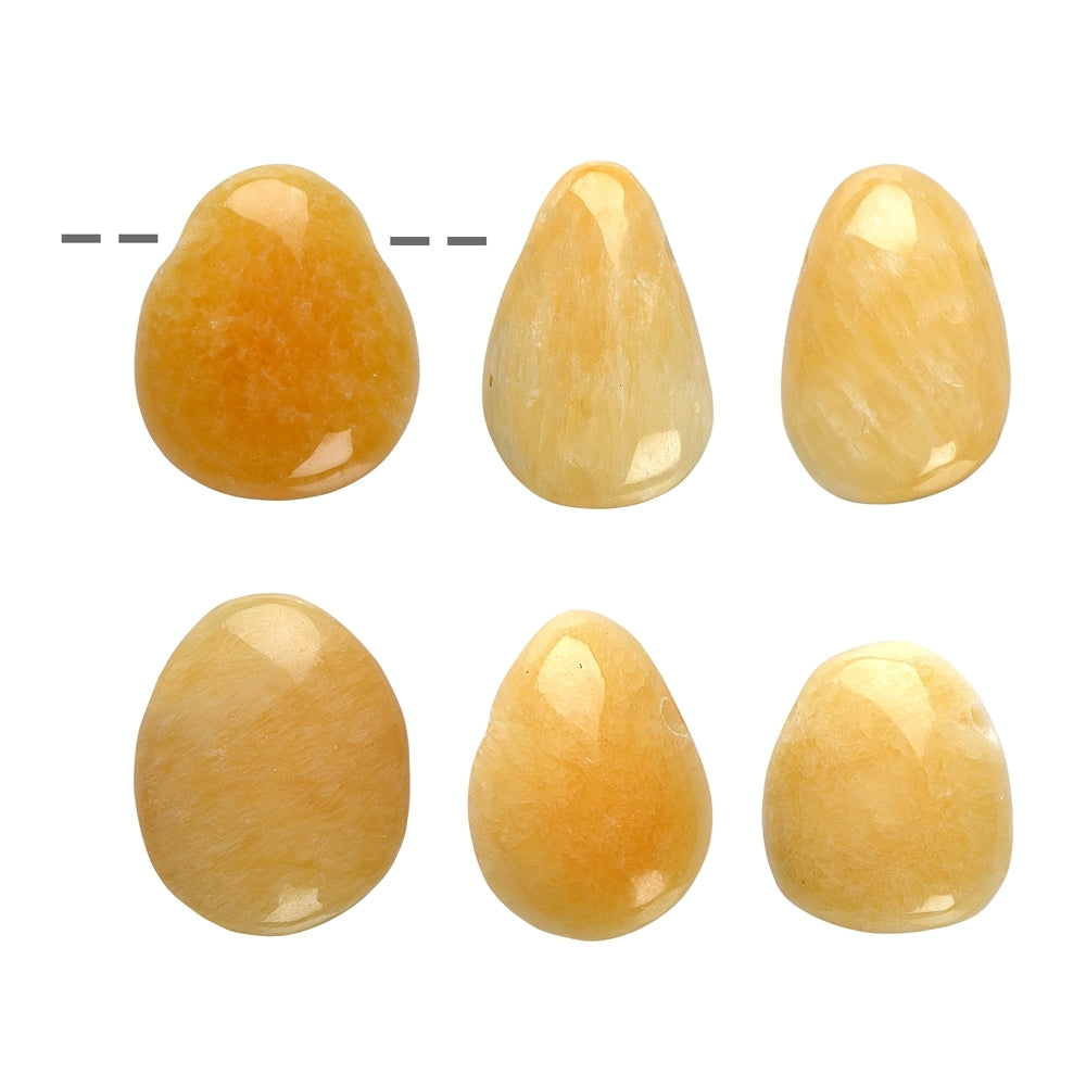 Trommelstein Calcit (orange) gebohrt