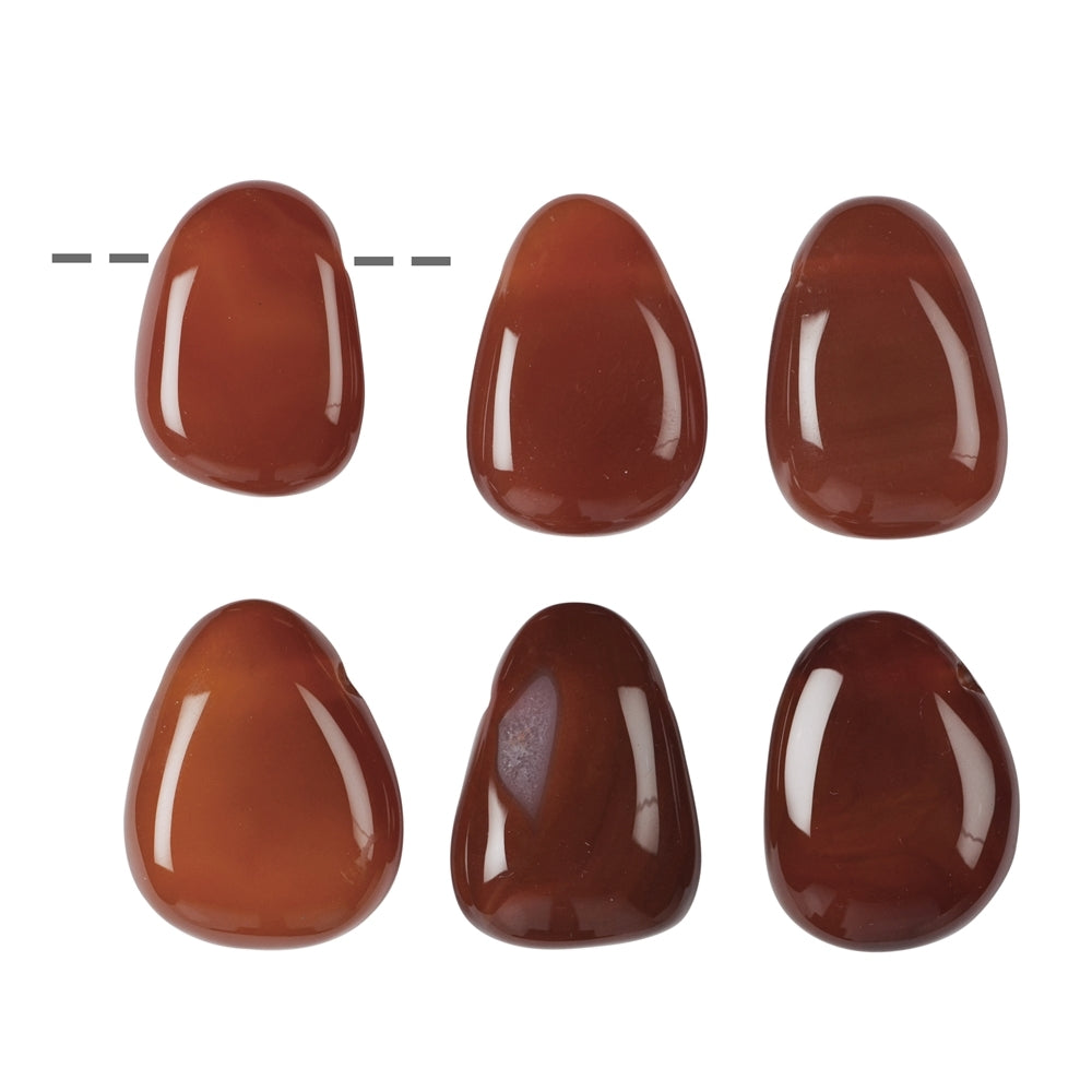 Lebensfreude – Karneol Trommelstein gebohrt 2,5–3 cm (Ø 2,2 mm)