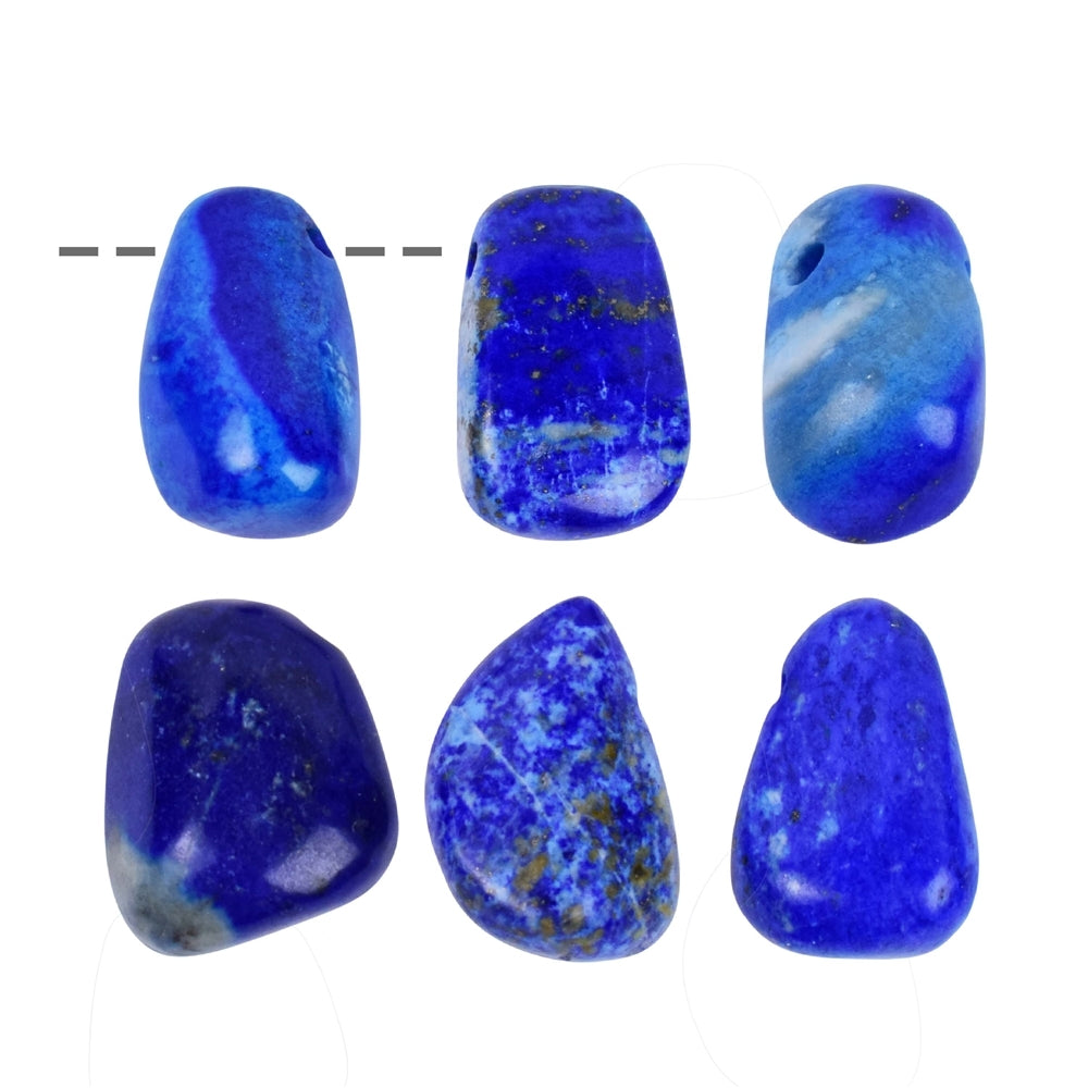 Aufrichtigkeit – Lapis Lazuli Trommelstein gebohrt 2,0–2,5 cm (Ø 2,2 mm)