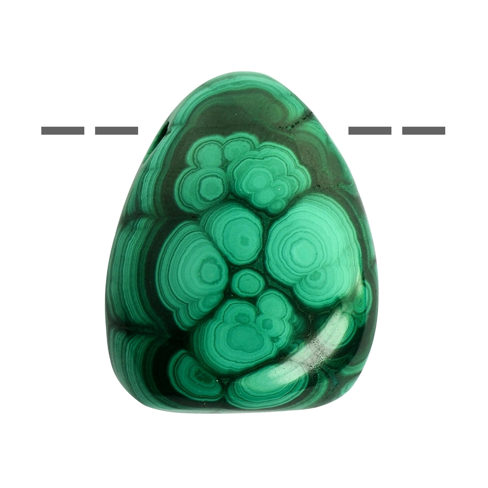 Trommelstein Malachit extra (stab.) gebohrt, 3,5cm