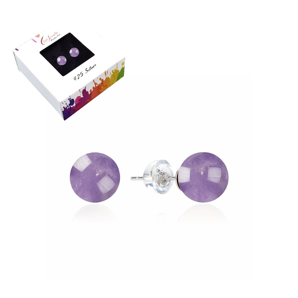 Ohrstecker Amethyst, Kugel, 6 mm, rhodiniert 925 Silber