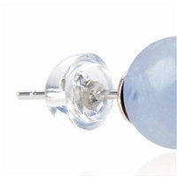 Ohrstecker Chalcedon (blau), Kugel, 8 mm, rhodiniert 925 Silber