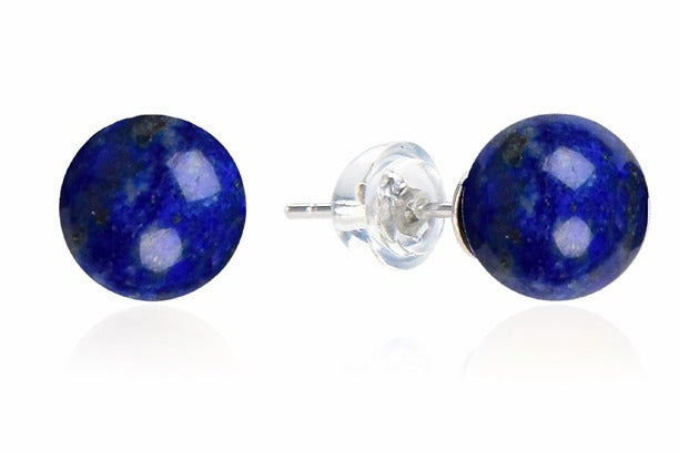 Ohrstecker Lapis Lazuli, Kugel, 6 mm, rhodiniert 925 Silber