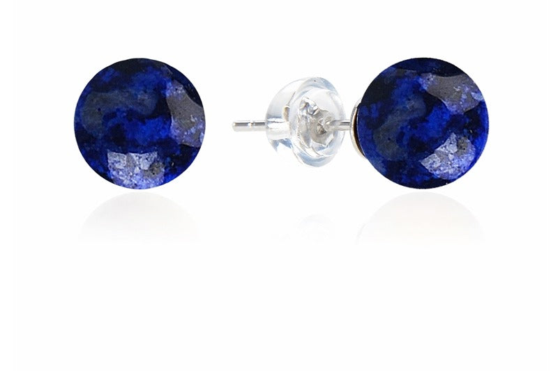 Ohrstecker Lapis Lazuli, Kugel, 8mm, rhodiniert 925 Silber