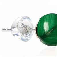 Ohrstecker Malachit (stab.), Kugel, 6 mm, rhodiniert 925 Silber