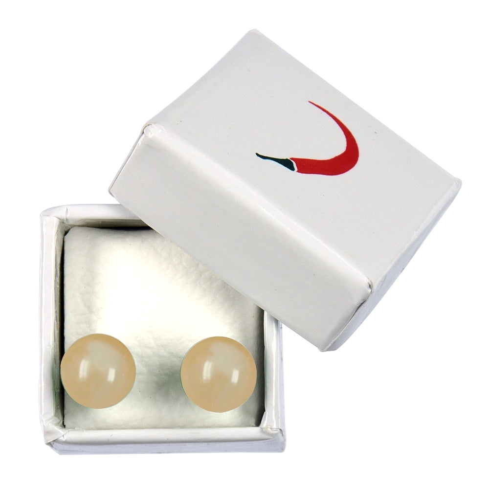 Intuition – Mondstein Ohrstecker Kugel 8 mm – 925er Silber, rhodiniert