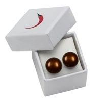 Ohrstecker Perle braun (gef.), Kugel, 8 mm 925 Silber