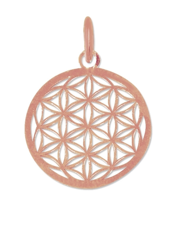 Blume des Lebens, Anhänger small ø 15 mm mit Öse,  925 Silber rosévergoldet