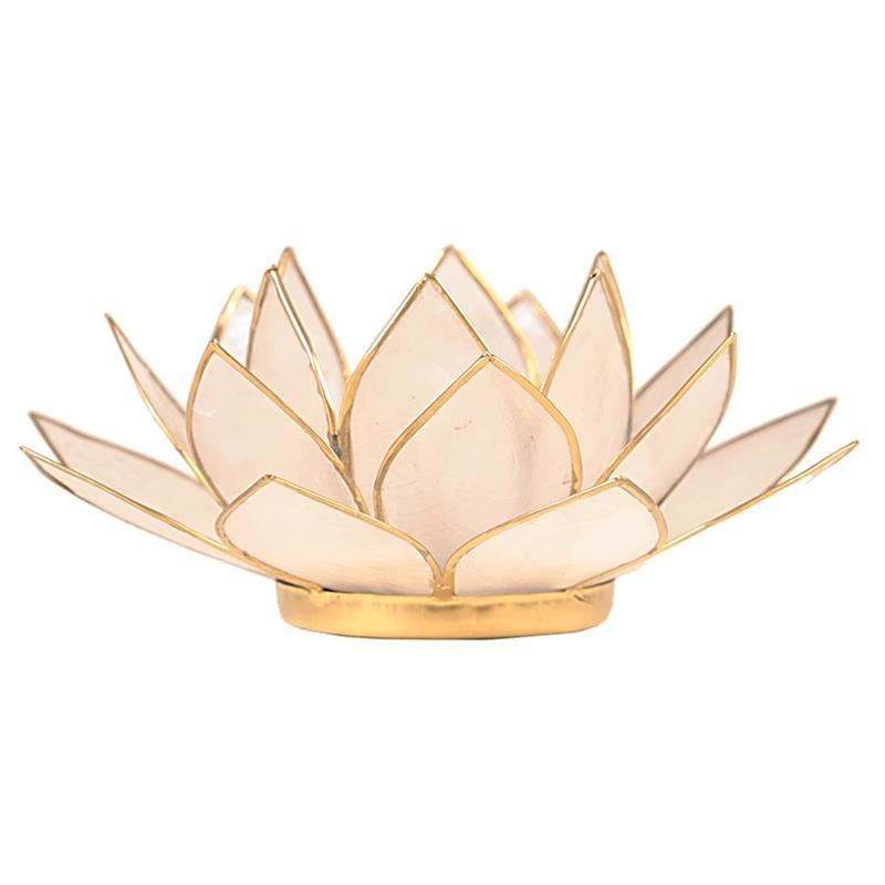 Lotus Teelichthalter natur goldfarbig