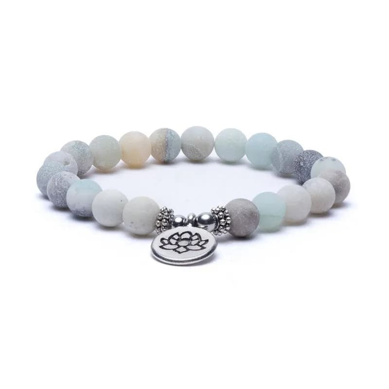 Mala/Armband Amazonit - elastisch - mit Lotus 8 mm Kugeln