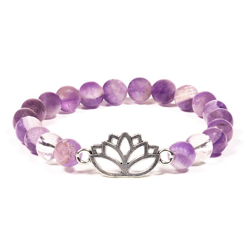 Armband Chevron-Amethyst/Bergkristall mit Lotus